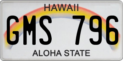 HI license plate GMS796