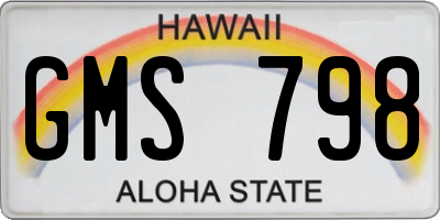 HI license plate GMS798