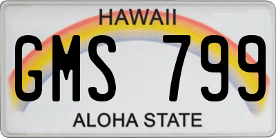 HI license plate GMS799