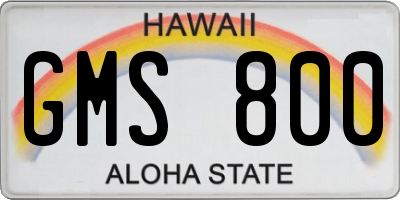 HI license plate GMS800