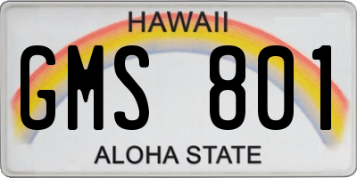 HI license plate GMS801