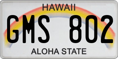 HI license plate GMS802