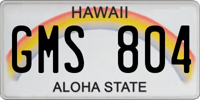 HI license plate GMS804