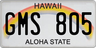 HI license plate GMS805