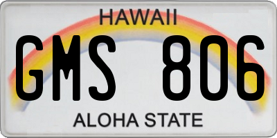 HI license plate GMS806