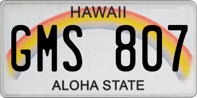 HI license plate GMS807