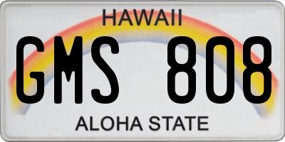 HI license plate GMS808