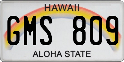 HI license plate GMS809