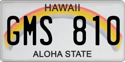 HI license plate GMS810