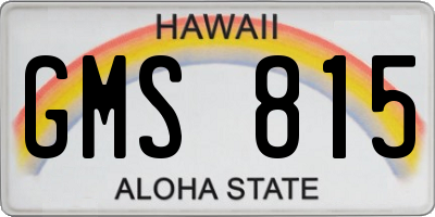 HI license plate GMS815