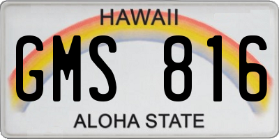 HI license plate GMS816