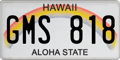 HI license plate GMS818