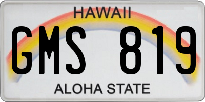 HI license plate GMS819