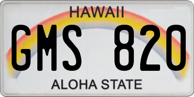 HI license plate GMS820