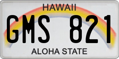 HI license plate GMS821
