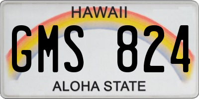 HI license plate GMS824