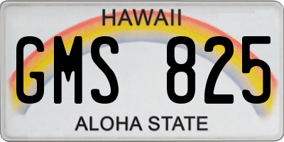 HI license plate GMS825