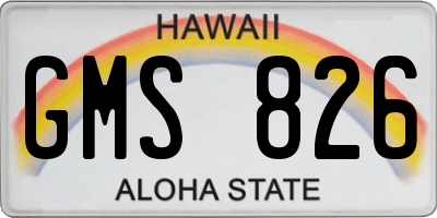 HI license plate GMS826