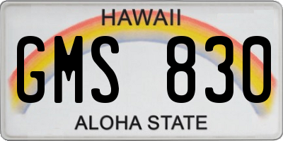 HI license plate GMS830