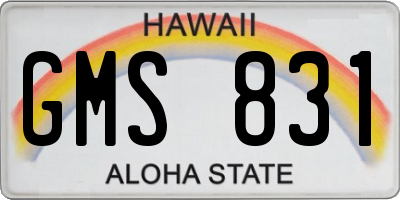 HI license plate GMS831