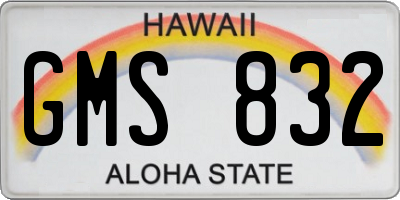 HI license plate GMS832