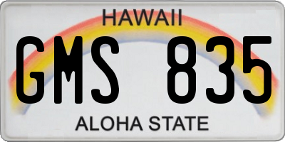 HI license plate GMS835