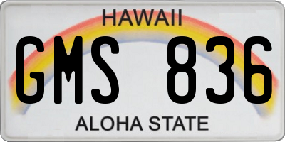 HI license plate GMS836