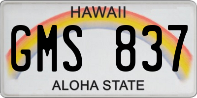 HI license plate GMS837