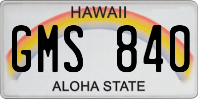 HI license plate GMS840
