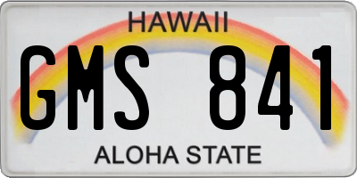 HI license plate GMS841