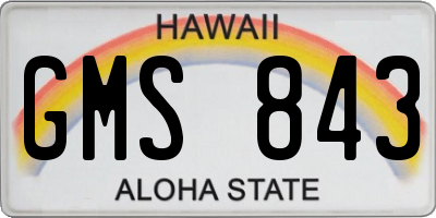 HI license plate GMS843