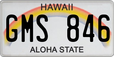 HI license plate GMS846