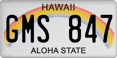 HI license plate GMS847