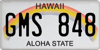 HI license plate GMS848