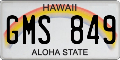 HI license plate GMS849