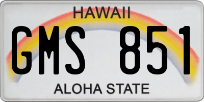 HI license plate GMS851