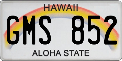 HI license plate GMS852