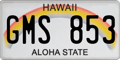 HI license plate GMS853