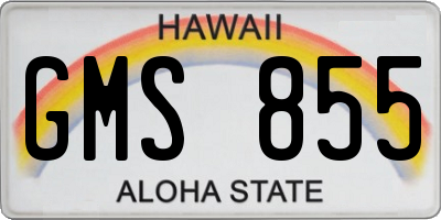 HI license plate GMS855