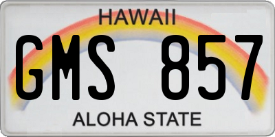 HI license plate GMS857