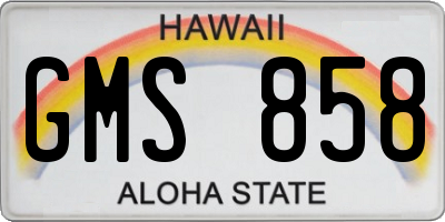 HI license plate GMS858