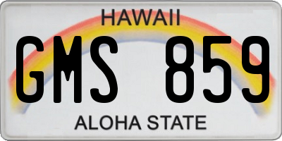 HI license plate GMS859