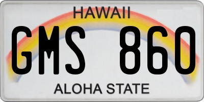 HI license plate GMS860