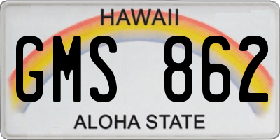HI license plate GMS862