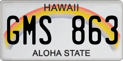 HI license plate GMS863