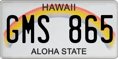 HI license plate GMS865