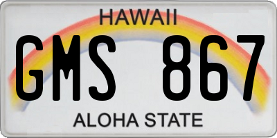 HI license plate GMS867