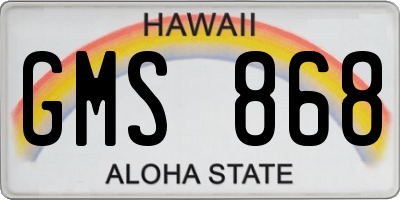 HI license plate GMS868
