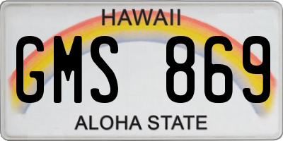 HI license plate GMS869