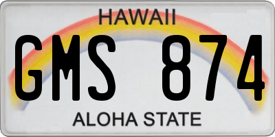 HI license plate GMS874